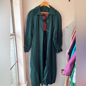 Etienne Aigner Green Wool Trench Coat Size 16
